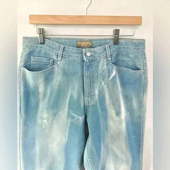 Vintage Levis’s 1990s Silvertab Distressed Coloring Flared Denim Jeans Size 11 - Picture 3 of 10